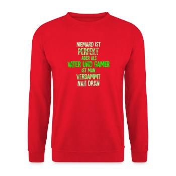 Gamer Gamer Nerd Father Saying Father's Day Funny - Unisex Sweatshirt - red - Front - Alina (178cm) & Michal (187cm)