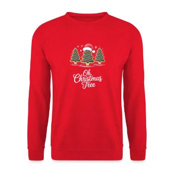 Merry Christmas Trees With Hat Oh Christmas - Unisex Sweatshirt - red - Front - Alina (178cm) & Michal (187cm)