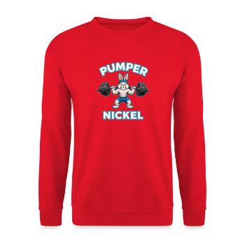 Pumpernickel Hase Pumper Fitness Gym Spruch - Unisex Pullover - Rot - Vorne - Alina (178cm) & Michal (187cm)