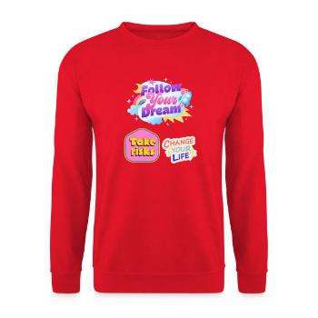 Suivez le t-shirt de motivation de vos rêves - Sweat-shirt Unisexe - rouge - Devant - Alina (178cm) & Michal (187cm)