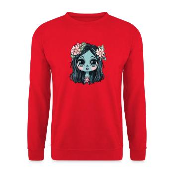 Blue flower girl with crown - Unisex Sweatshirt - red - Front - Alina (178cm) & Michal (187cm)