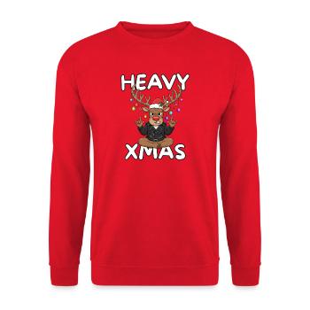 Heavy Xmas Rentier Cartoon - Unisex Pullover - Rot - Vorne - Alina (178cm) & Michal (187cm)