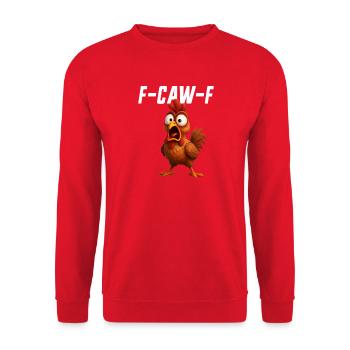 F-Caw-F Poulet Drôle de Poulet FCAWF F Caw F - Sweat-shirt Unisexe - rouge - Devant - Alina (178cm) & Michal (187cm)