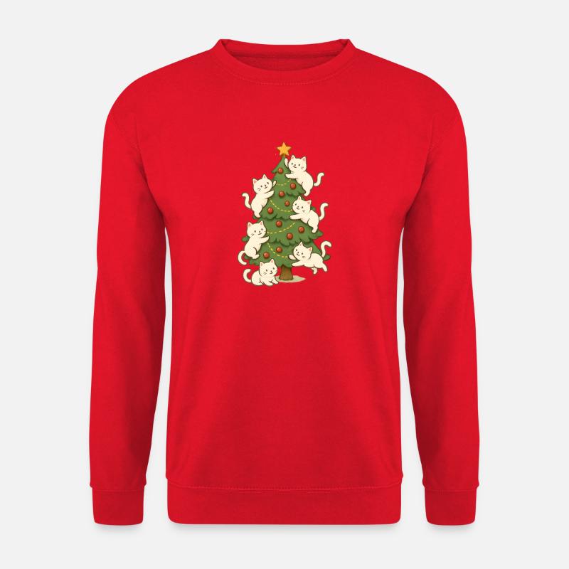 Katze Weihnachtsbaum Laune, Kätzchen - Unisex Pullover - Rot