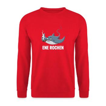 Ene Rochen Raucher Spruch Zigarette Kippe Rauchen - Unisex Pullover - Rot - Vorne - Alina (178cm) & Michal (187cm)