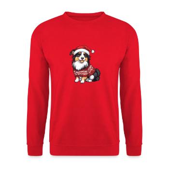 Border Collie Chien Noël - Sweat-shirt Unisexe - rouge - Devant - Alina (178cm) & Michal (187cm)