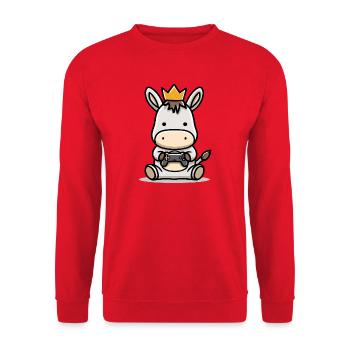 Gamer donkey with controller crown - Unisex Sweatshirt - red - Front - Alina (178cm) & Michal (187cm)