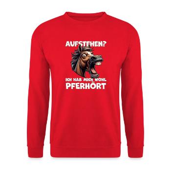 Standing Up Horse Laughing Motif - Unisex Sweatshirt - red - Front - Alina (178cm) & Michal (187cm)