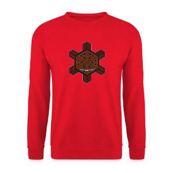 Fraktal Evolution Mandala Goa Psy Rave Festival  - Unisex Pullover - Rot - Vorne - Alina (178cm) & Michal (187cm)