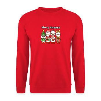 Merry Goosemas Quartet, Kawaii Ducks - Unisex Sweatshirt - red - Front - Alina (178cm) & Michal (187cm)