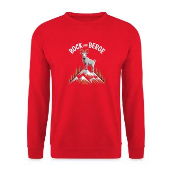  Bock Auf Berge Bergziege Alpen Wandern Klettern - Unisex Pullover - Rot - Vorne - Alina (178cm) & Michal (187cm)