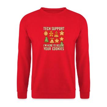 Technischer Support Cookies Humor Illustration - Unisex Pullover - Rot - Vorne - Alina (178cm) & Michal (187cm)