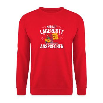  Nur Mit Lagergott Ansprechen Staplerfahrer - Unisex Pullover - Rot - Vorne - Alina (178cm) & Michal (187cm)