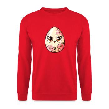 Oeuf de Pâques kawaii avec des fleurs - Sweat-shirt Unisexe - rouge - Devant - Alina (178cm) & Michal (187cm)