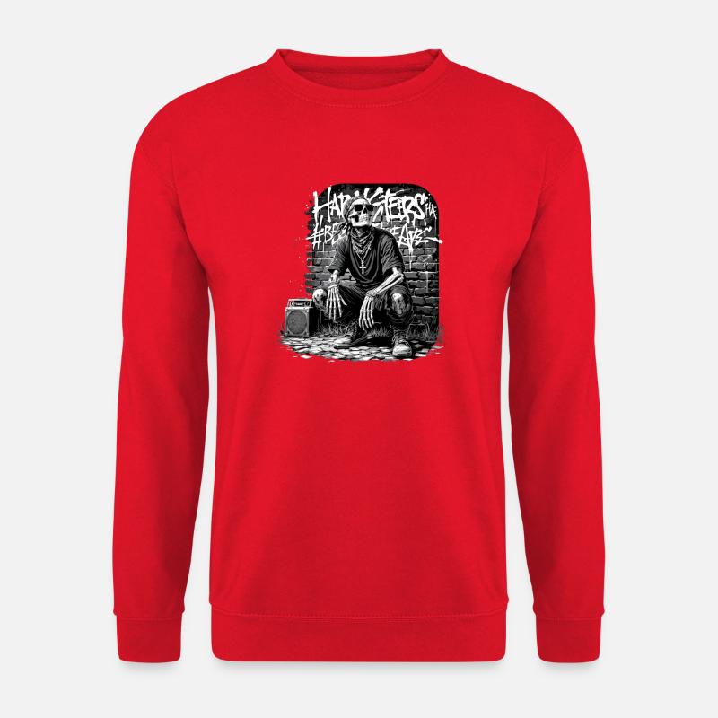 Skelett Graffiti mit Boombox - Unisex Pullover - Rot