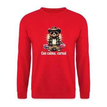 Bear in retro flair with car - Unisex Sweatshirt - red - Front - Alina (178cm) & Michal (187cm)
