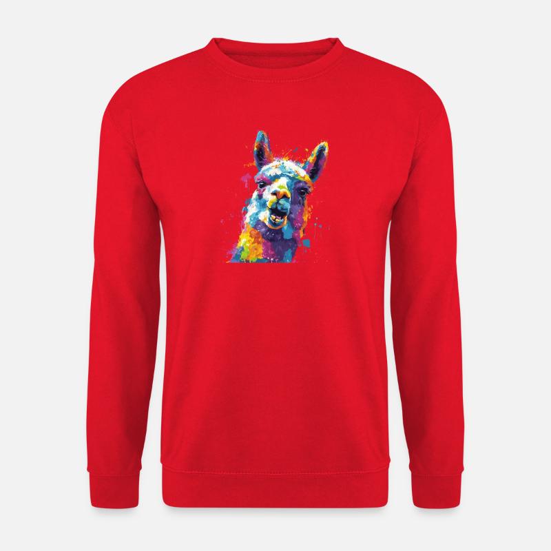 Llama Farbexplosion - Unisex Pullover - Rot