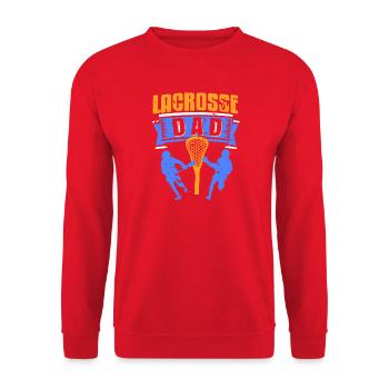 Lacrosse Dad Player Pride Midfield Sports Fan - Unisex Sweatshirt - red - Front - Alina (178cm) & Michal (187cm)