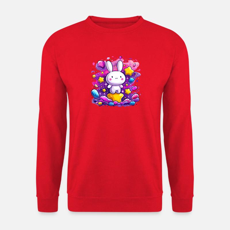 Cuddly bunny in the starry glow - Unisex Sweatshirt - red