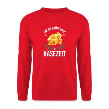 Weihnachtsmann Käse  Weihnachtszeit Weihnachts - Unisex Pullover - Rot - Vorne - Alina (178cm) & Michal (187cm)