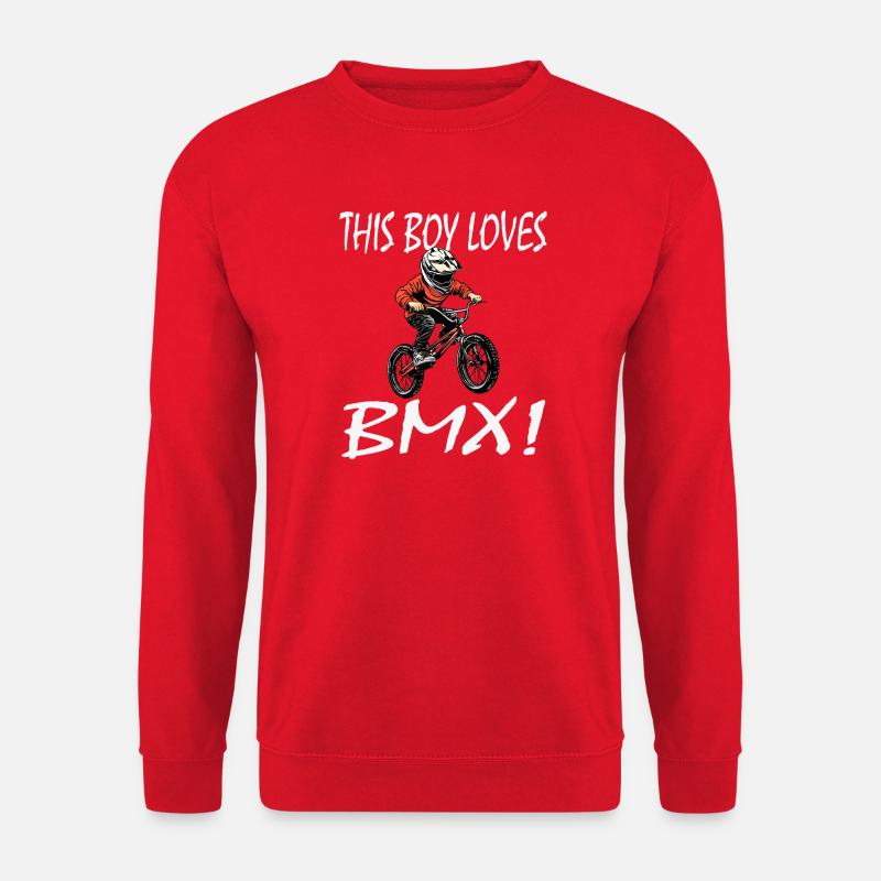 Un garçon adore le BMX - Sweat-shirt Unisexe - rouge