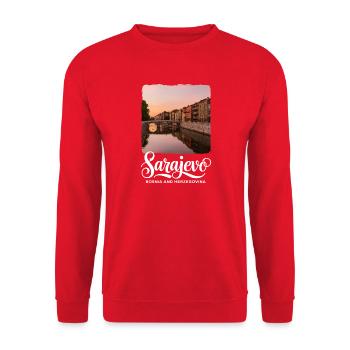 Sarajevo, Bosnie-Herzégovine - Sweat-shirt Unisexe - rouge - Devant - Alina (178cm) & Michal (187cm)