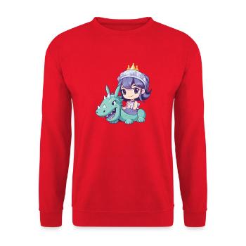 Prinzessin Drache Comic - Unisex Pullover - Rot - Vorne - Alina (178cm) & Michal (187cm)