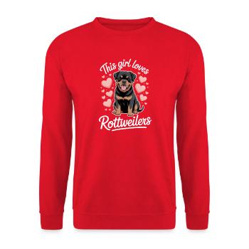 Rottweiler Spruch Mädchen Fun Rottweiler Geschenk - Unisex Pullover - Rot - Vorne - Alina (178cm) & Michal (187cm)