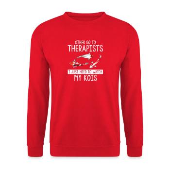 I Watch My Kois Not Therapists Funny Zen Pond - Unisex Sweatshirt - red - Front - Alina (178cm) & Michal (187cm)