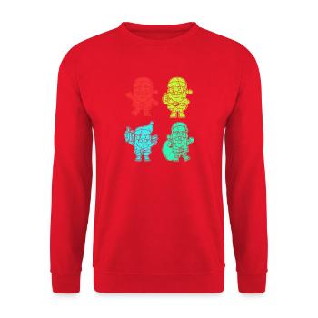 Weihnachtsmann Weihnachtsbaum Weihnachten - Unisex Pullover - Rot - Vorne - Alina (178cm) & Michal (187cm)