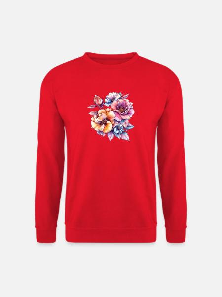Blütenfarben Wasserfarben Strauß - Unisex Pullover - Rot