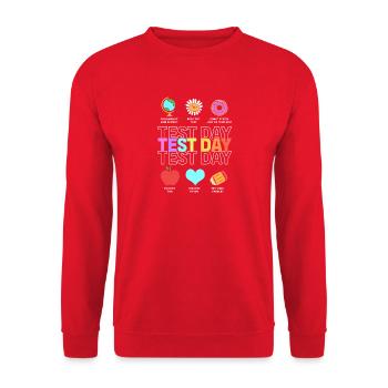 Teacher Exam - Unisex Sweatshirt - red - Front - Alina (178cm) & Michal (187cm)