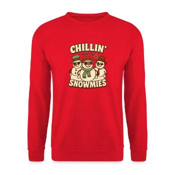 Chillin’ with My Snowmies Retro Xmas Style - Unisex Pullover - Rot - Vorne - Alina (178cm) & Michal (187cm)