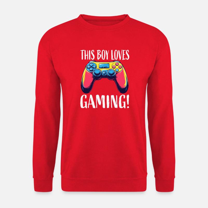 Junge liebt Gaming Controller - Unisex Pullover - Rot