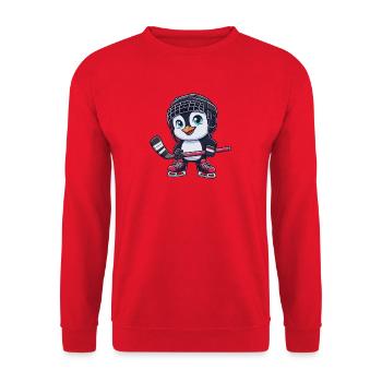 Süßer Pinguin Hockey Eishockeyspieler Cartoon Spaß - Unisex Sweatshirt - red - Front - Alina (178cm) & Michal (187cm)