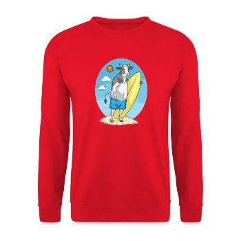Cow Beach Surfboard Summer - Unisex Sweatshirt - red - Front - Alina (178cm) & Michal (187cm)