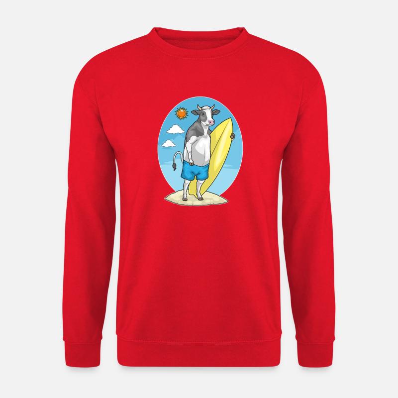 Cow Beach Surfboard Summer - Unisex Sweatshirt - red