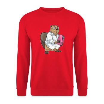 Beaver Secretary Folder Office - Unisex Sweatshirt - red - Front - Alina (178cm) & Michal (187cm)