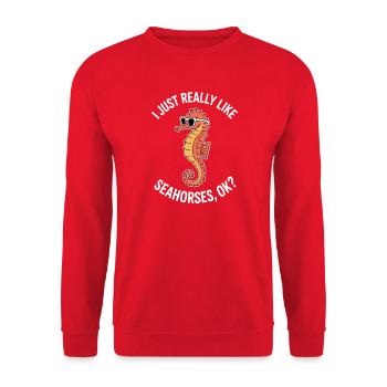 Seahorse Saying Funny Seahorse Gift - Unisex Sweatshirt - red - Front - Alina (178cm) & Michal (187cm)