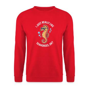 Seahorse Saying Funny Seahorse Gift - Unisex Sweatshirt - red - Front - Alina (178cm) & Michal (187cm)