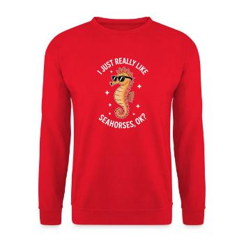 Seahorse Saying Funny Seahorse Gift - Unisex Sweatshirt - red - Front - Alina (178cm) & Michal (187cm)