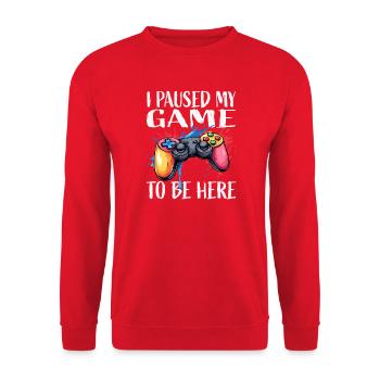 Gamer Pause Controller Color Explosion - Unisex Sweatshirt - red - Front - Alina (178cm) & Michal (187cm)