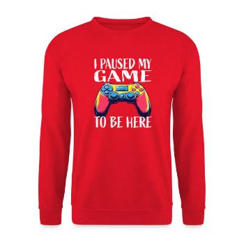 Paused My Game To Be Here - Unisex Pullover - Rot - Vorne - Alina (178cm) & Michal (187cm)