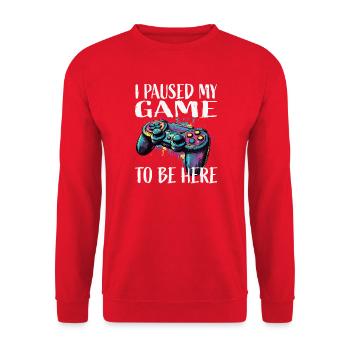 Ich hab mein Spiel pausiert – Controller Kunst - Unisex Pullover - Rot - Vorne - Alina (178cm) & Michal (187cm)