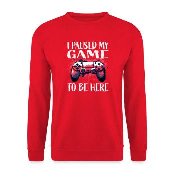 I paused my game Here I am - Unisex Sweatshirt - red - Front - Alina (178cm) & Michal (187cm)