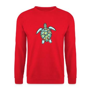 Mosaik-Schildkröte Tierschutz - Unisex Pullover - Rot - Vorne - Alina (178cm) & Michal (187cm)