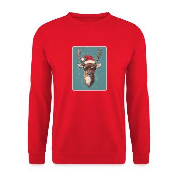 Reindeer Deer Antlers Reindeer Vintage Christmas - Unisex Sweatshirt - red - Front - Alina (178cm) & Michal (187cm)