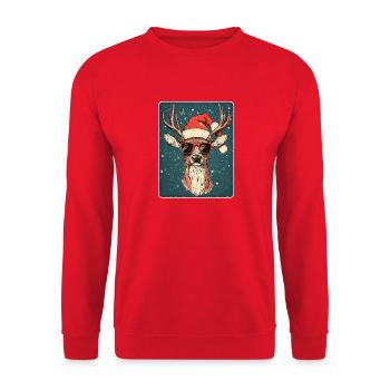 Reindeer Deer Antlers Reindeer Vintage Christmas - Unisex Sweatshirt - red - Front - Alina (178cm) & Michal (187cm)