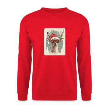 Reindeer Deer Antlers Reindeer Vintage Christmas - Unisex Sweatshirt - red - Front - Alina (178cm) & Michal (187cm)