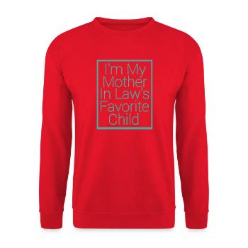 Lieblingskind meiner Schwiegermutter Familienhumor - Unisex Pullover - Rot - Vorne - Alina (178cm) & Michal (187cm)